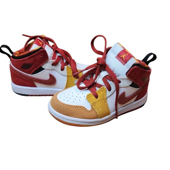 Nike Air Jordan 1 Mid Picnic White Red Orange Yellow Retro DX2460-601 GS… - Picture 1 of 8